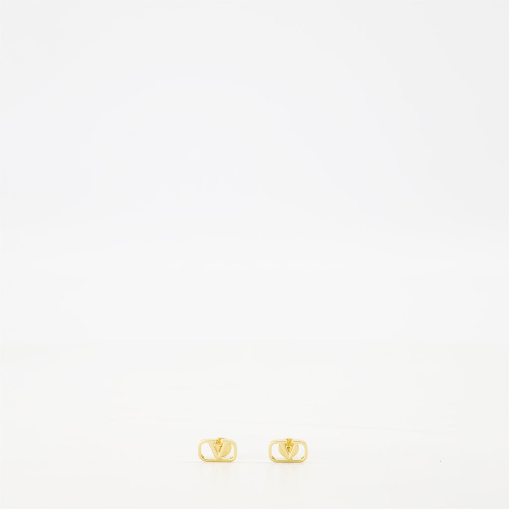 VLogo earrings, Valentino Garavani, golden stud earrings, metal earrings, luxury accessories