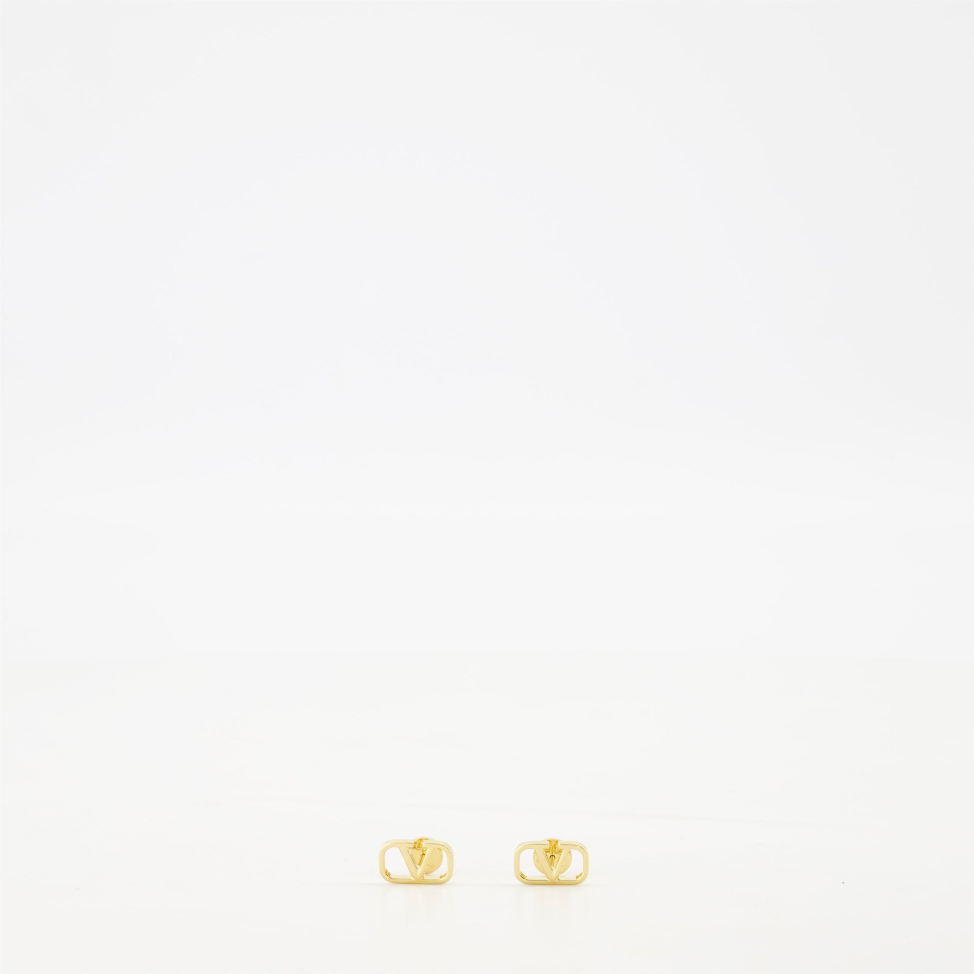 VLogo earrings, Valentino Garavani, golden stud earrings, metal earrings, luxury accessories