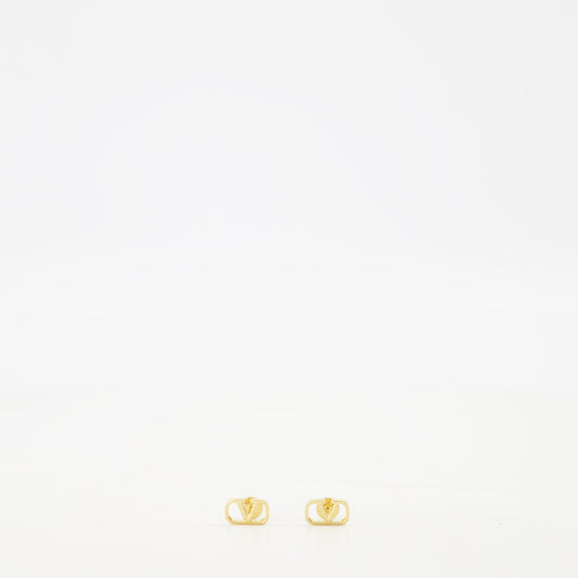 VLogo earrings, Valentino Garavani, golden stud earrings, metal earrings, luxury accessories