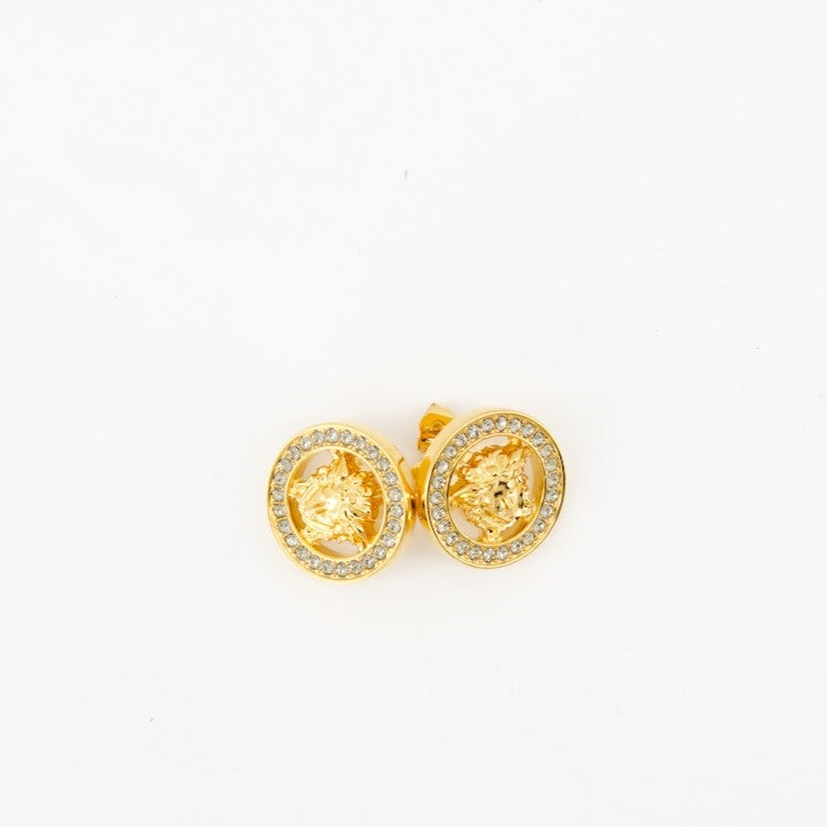 Versace earrings, Medusa '95, luxury jewelry, crystal earrings, gold-toned accessories