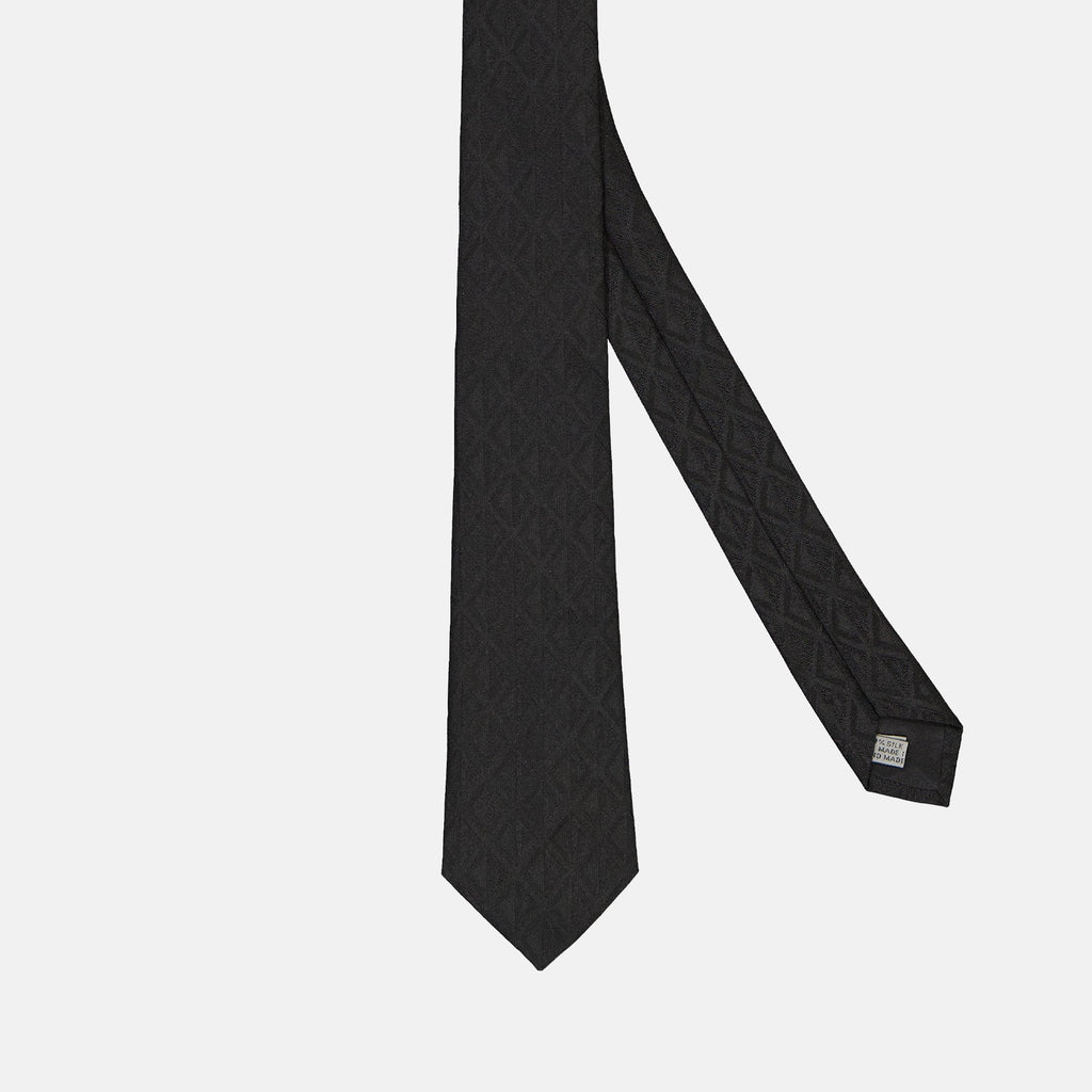 luxury tie, Dior tie, black silk tie, jacquard tie, CD Diamond pattern