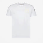 Moncler T-shirt, Logo T-shirt, White cotton T-shirt, Round neck T-shirt, Short sleeve T-shirt
