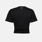 Immagine della t-shirt nera con piercing di Rabanne per donne - Stagione Primavera-Estate 2025 - Vista dettaglio prodotto 1