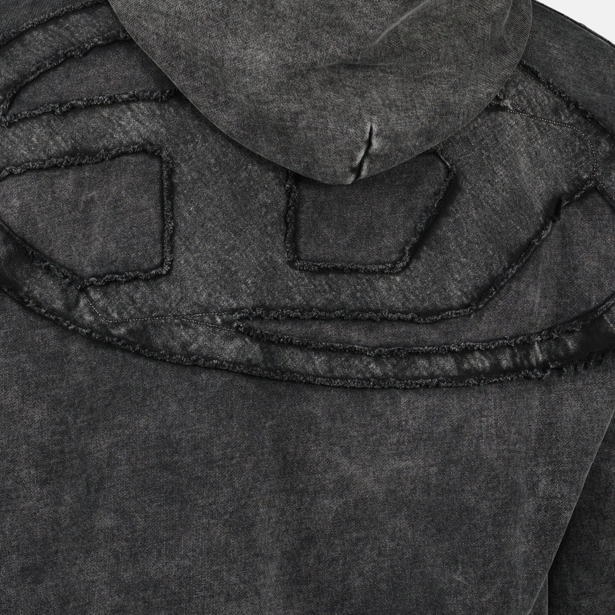 Image of Sweat à Capuche Effet Denim Gris by Diesel for Men - Season Spring-Summer 2026 - Detail View 2