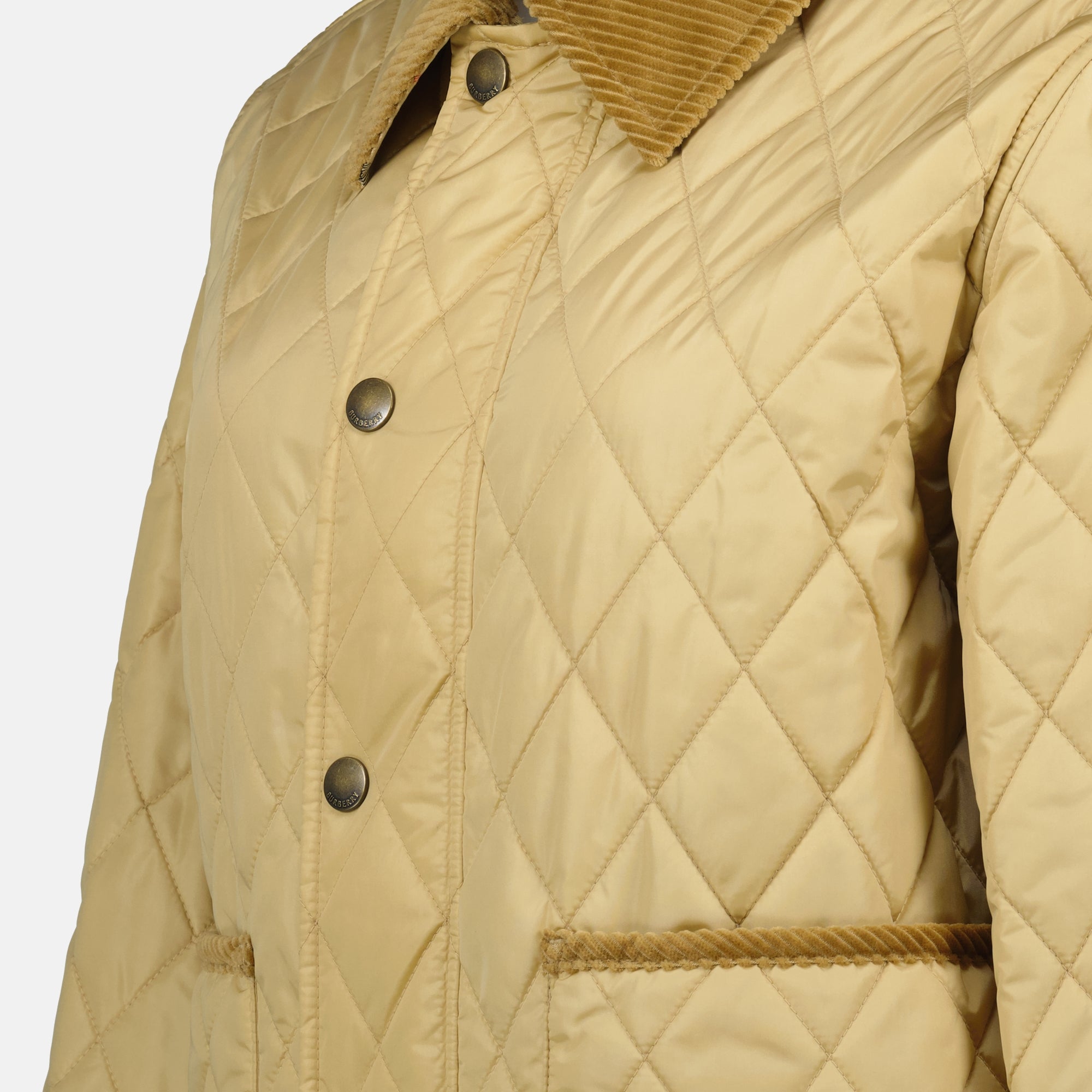 beige quilted jacket, Burberry jacket, women's outerwear, fashion jacket, lightweight jacket