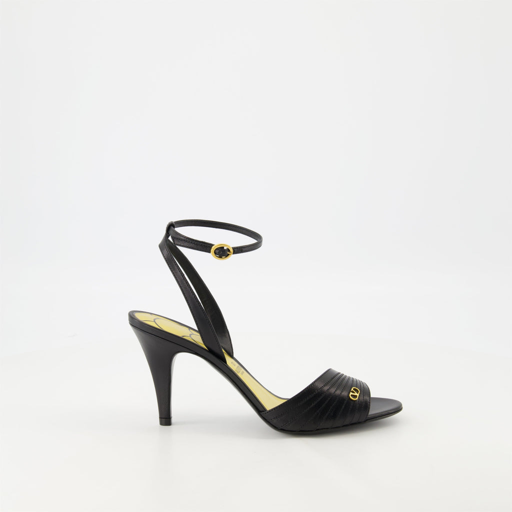 black heeled sandals, Ladycrush, adjustable ankle strap sandals, Valentino Garavani sandals, luxury footwear