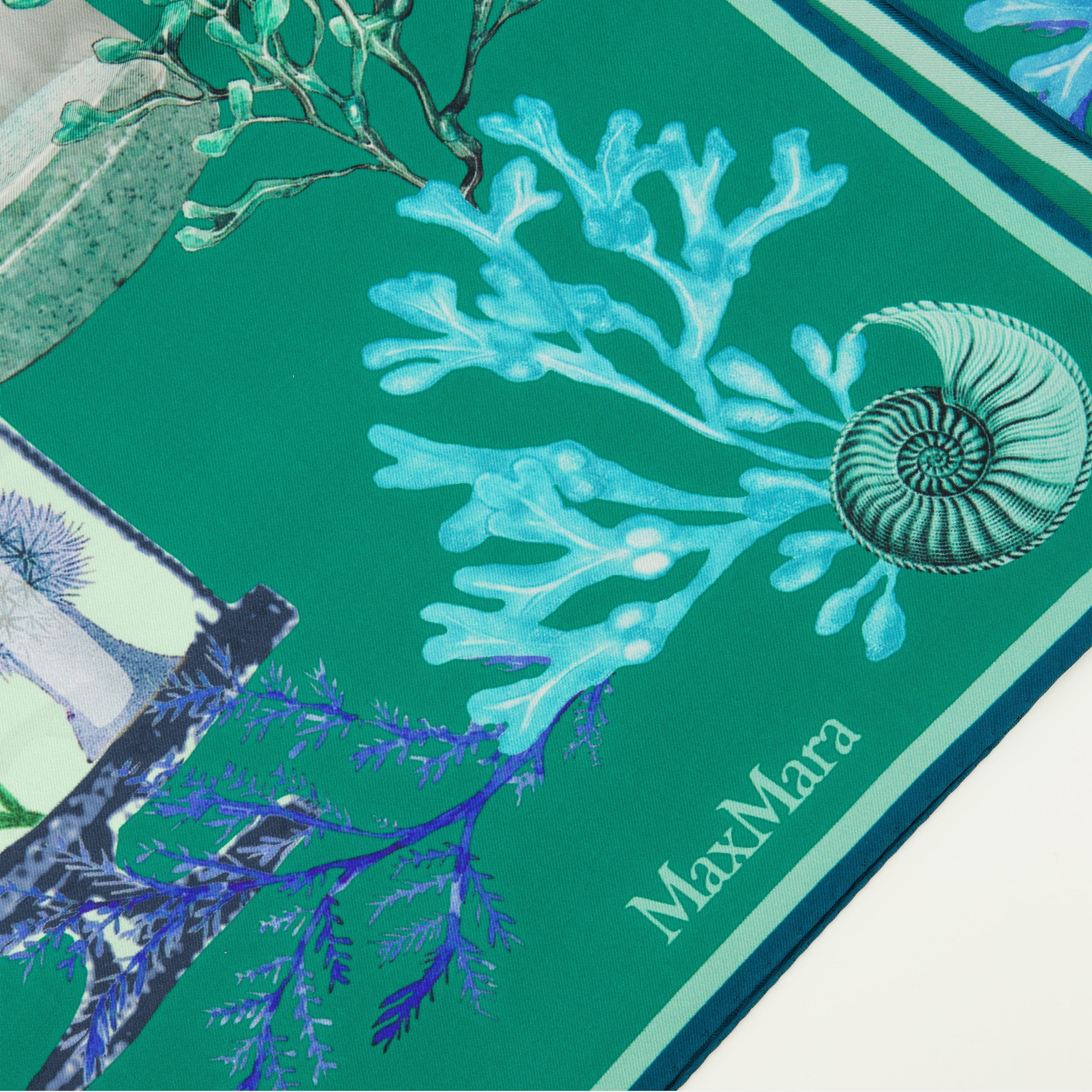 Printed Beige Silk Twill Scarf