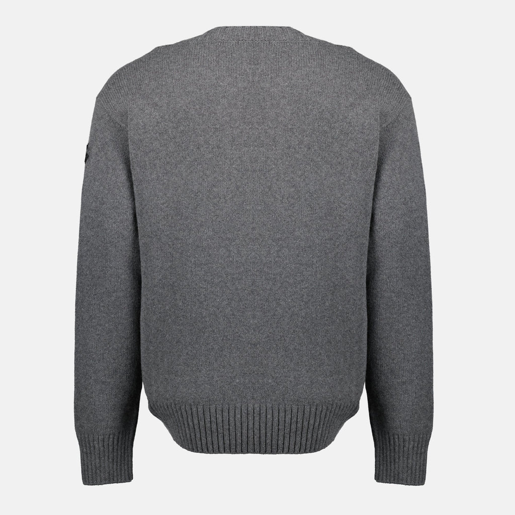 Moncler sweater, gray cashmere sweater, wool sweater, Autumn-Winter fashion, men's luxury knitwear