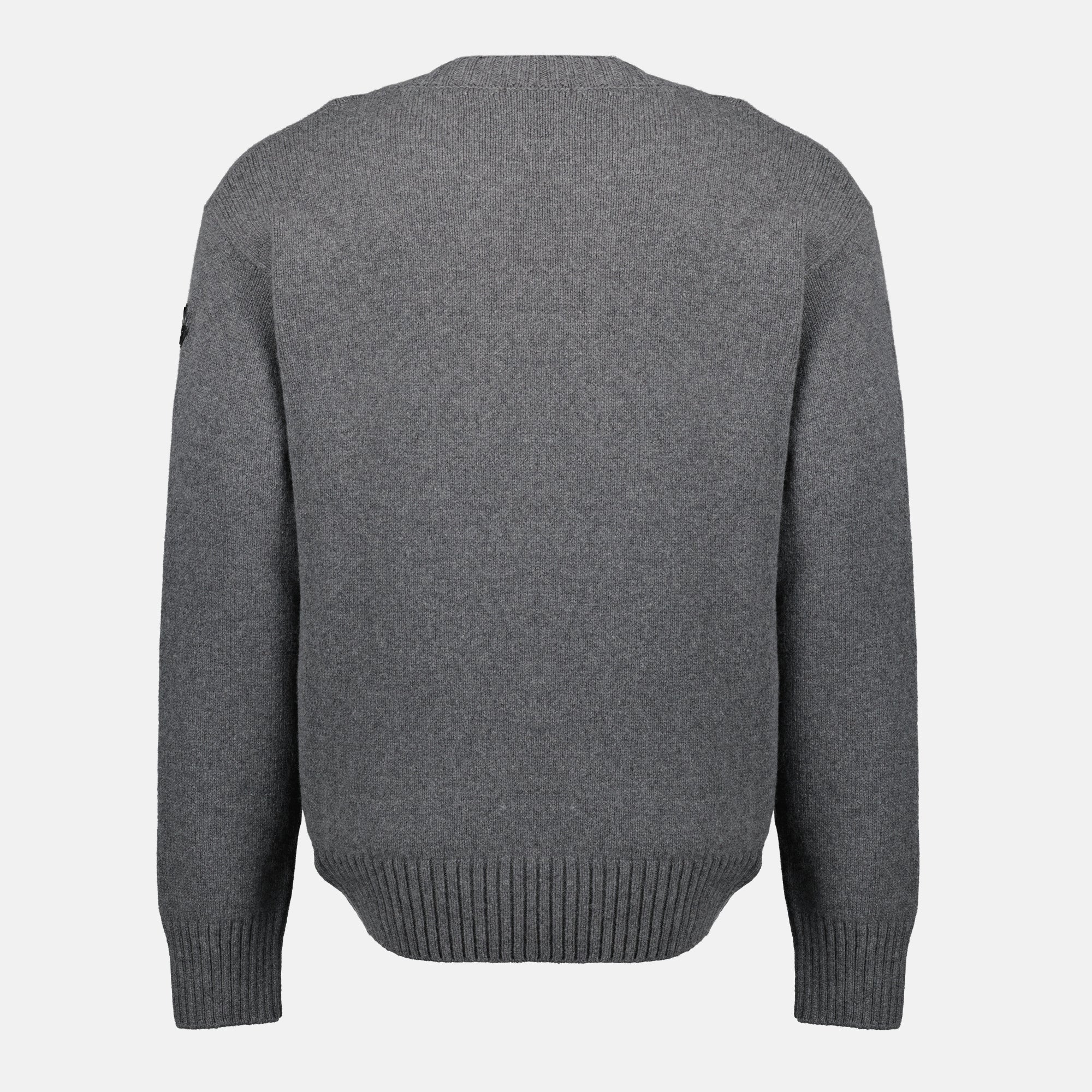 Moncler sweater, gray cashmere sweater, wool sweater, Autumn-Winter fashion, men's luxury knitwear