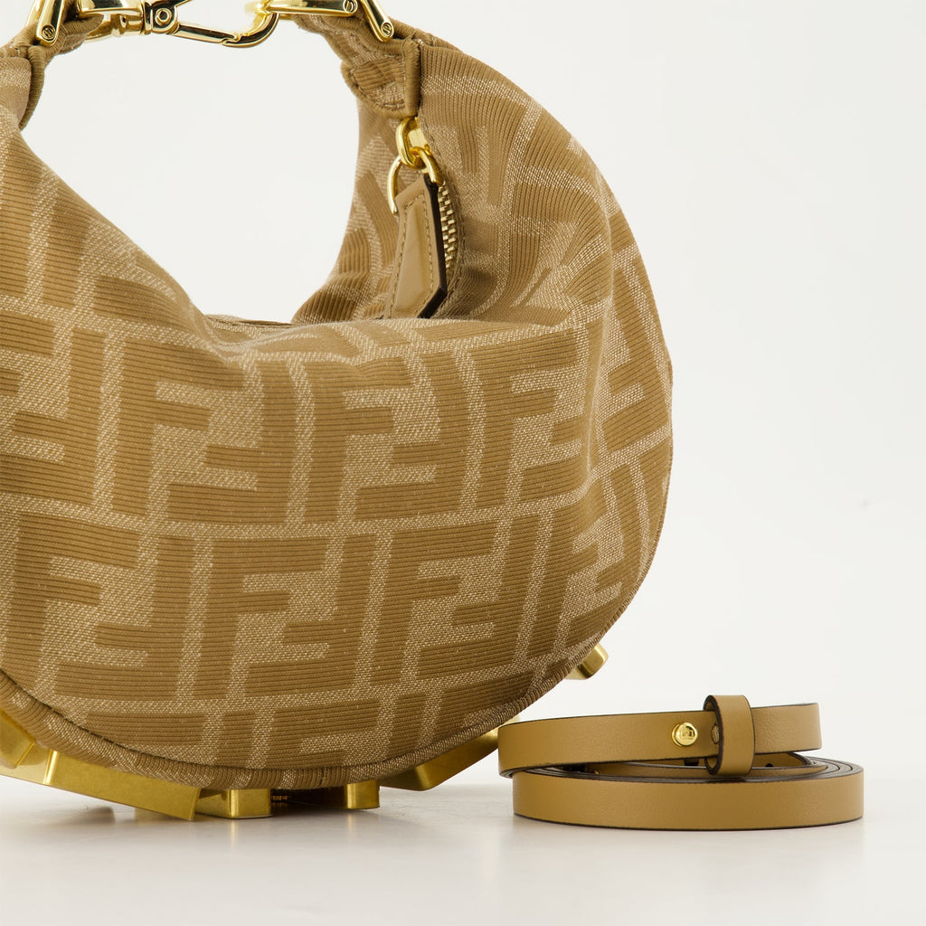 Fendigraphy Mini, Beige Bag, Fendi, FF Pattern, Adjustable Strap