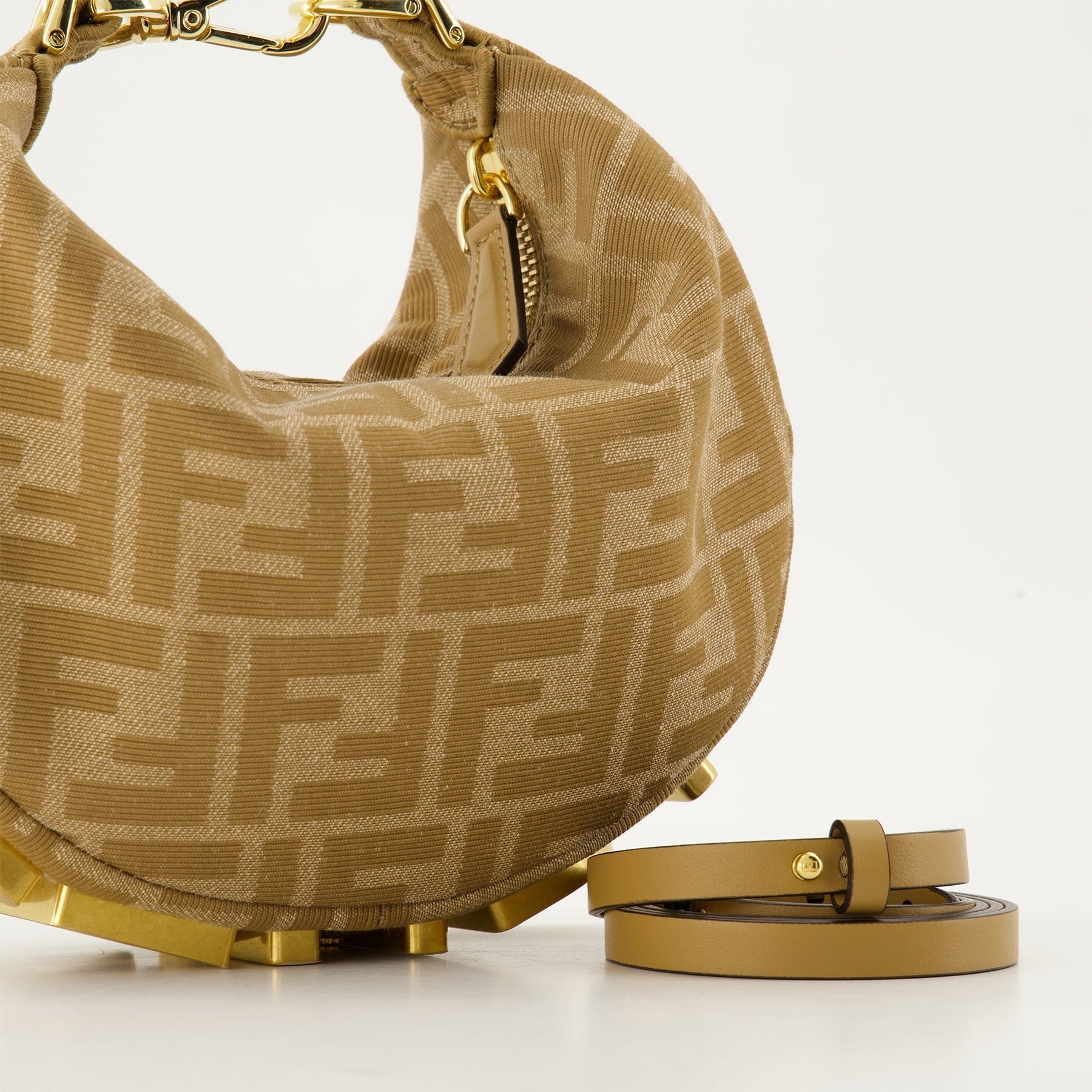 Fendigraphy Mini, Beige Bag, Fendi, FF Pattern, Adjustable Strap