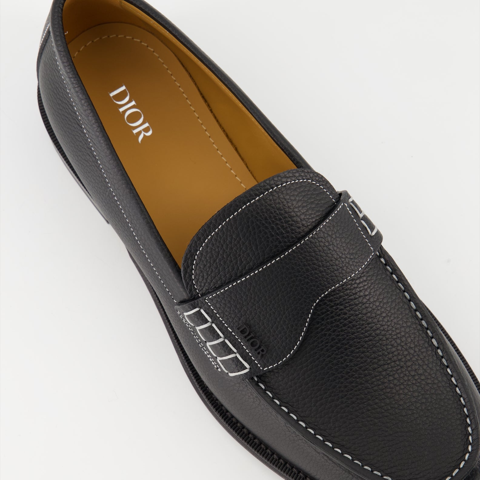 Dior Granville Moccasins, Grain Leather Moccasins, Luxury Black Moccasins, Autumn-Winter Collection, High-End Footwear