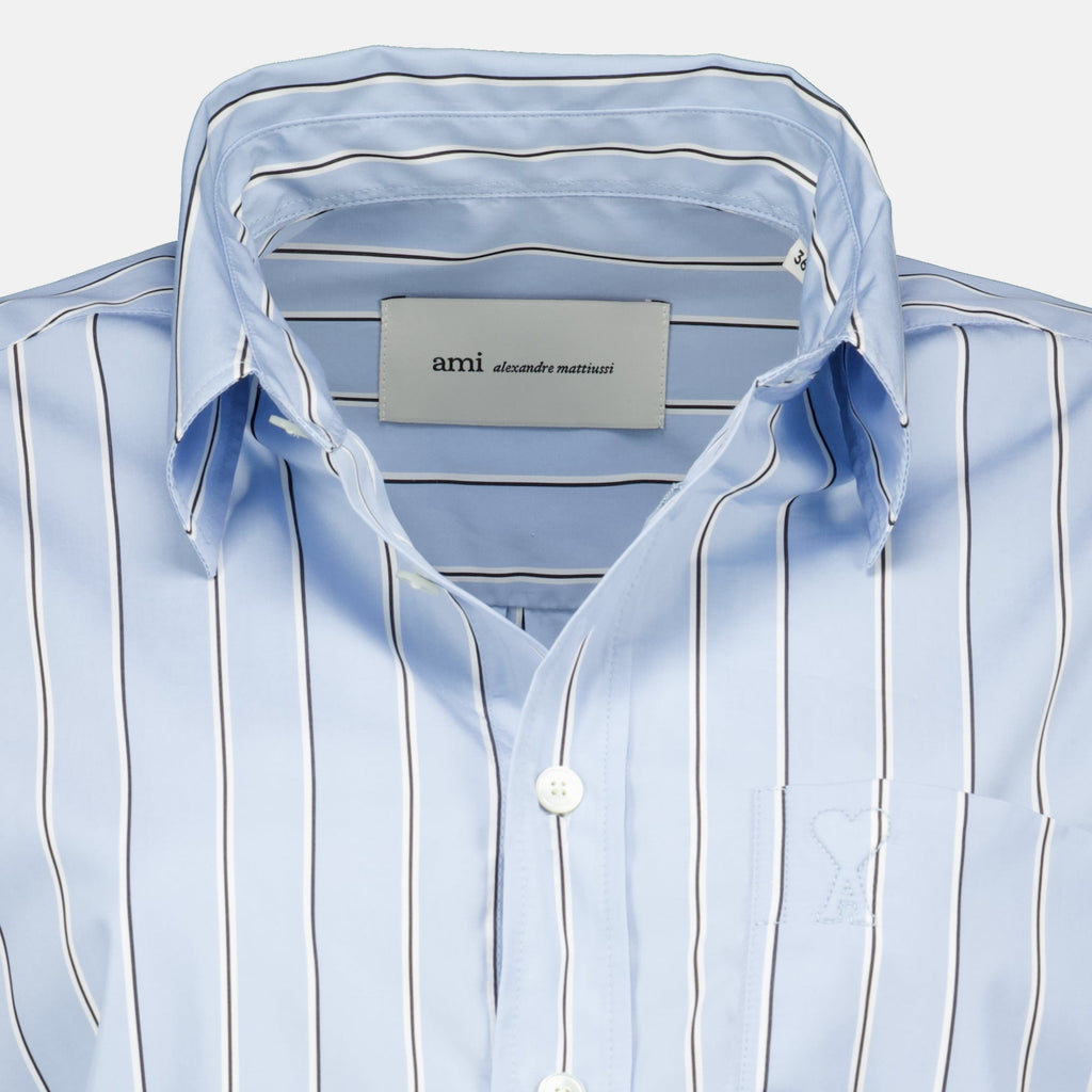 Camisa de algodón a rayas azules