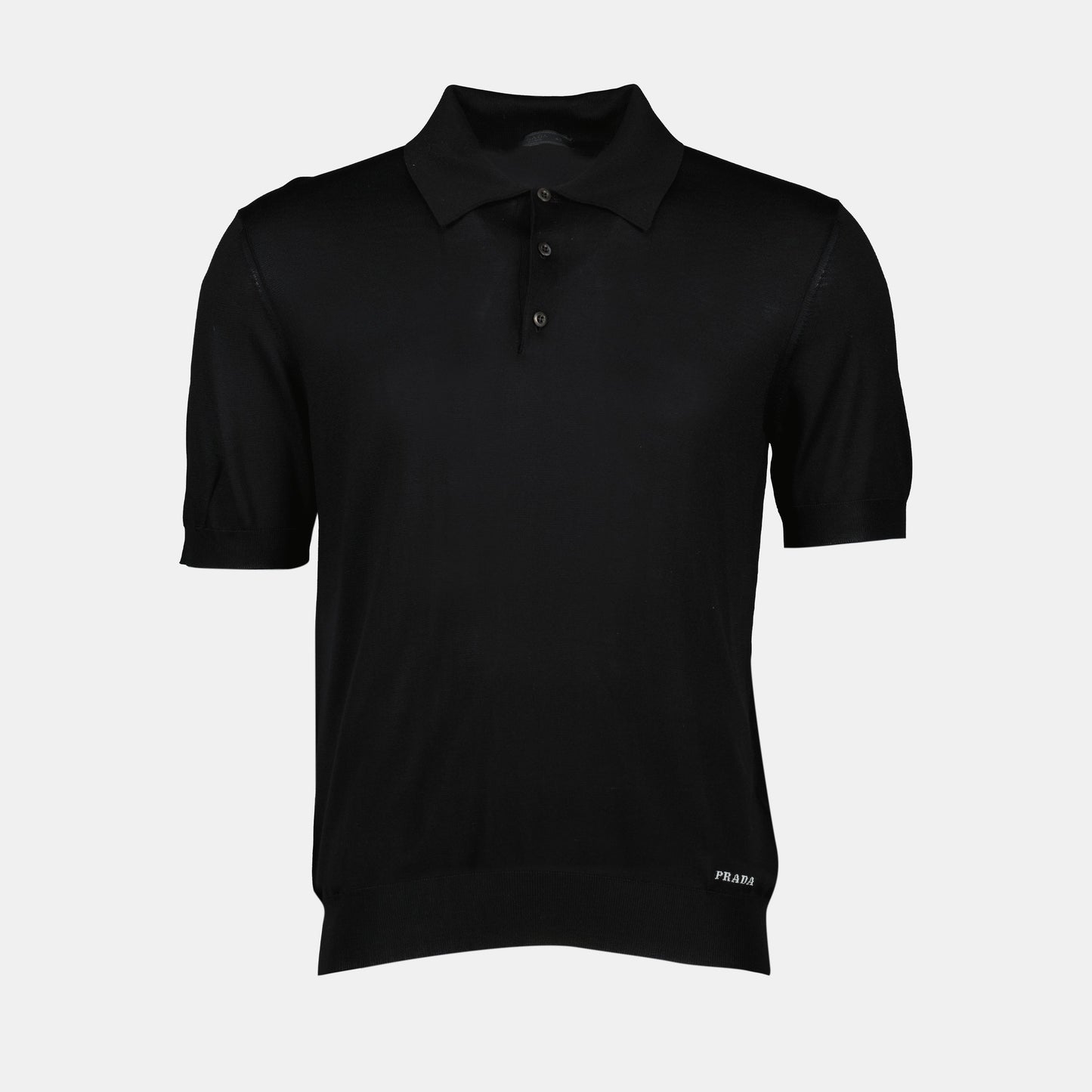 black silk polo, Prada, men's polo shirt, classic polo, luxury apparel