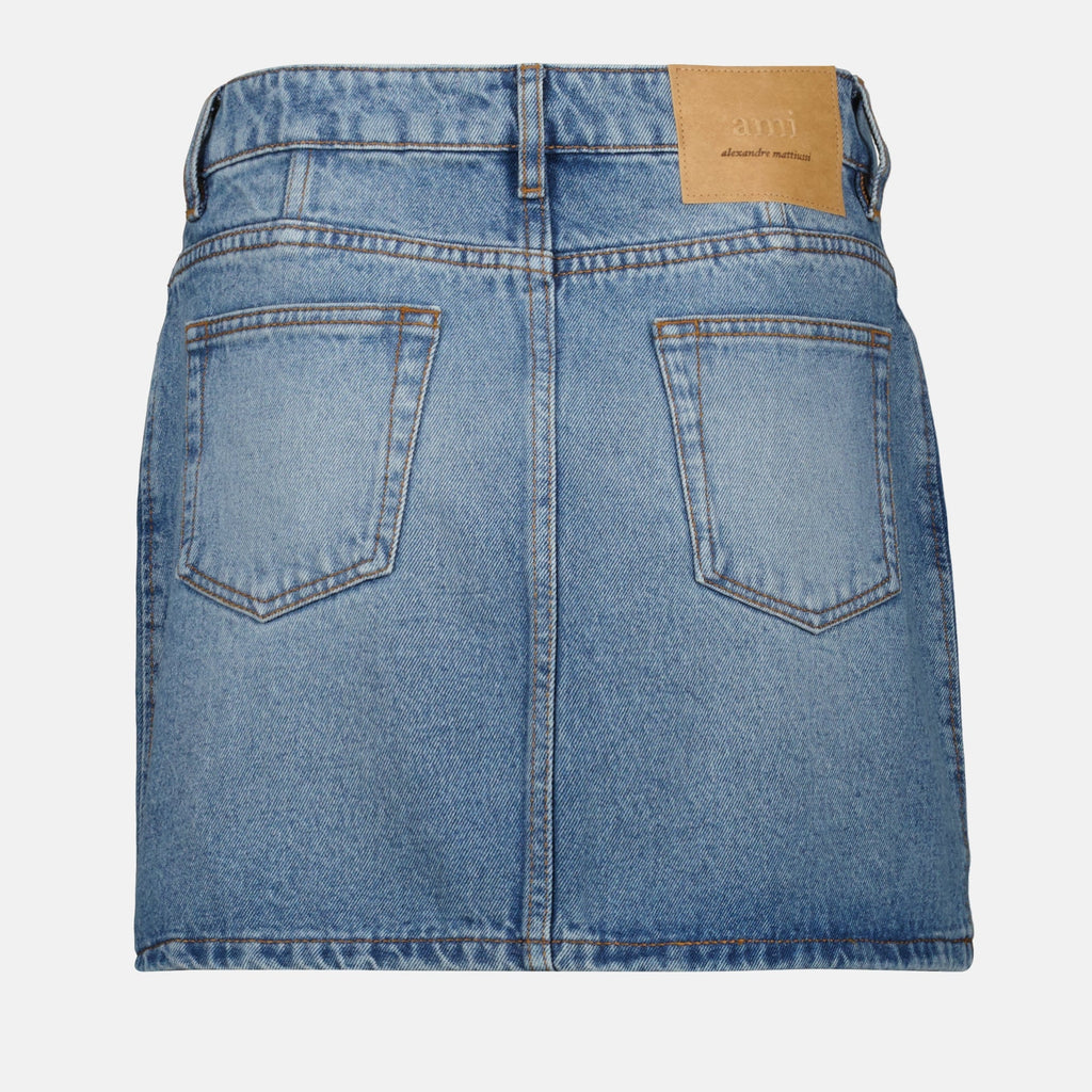 mini denim skirt, AMI Paris, five-pocket skirt, women's denim, spring-summer wear