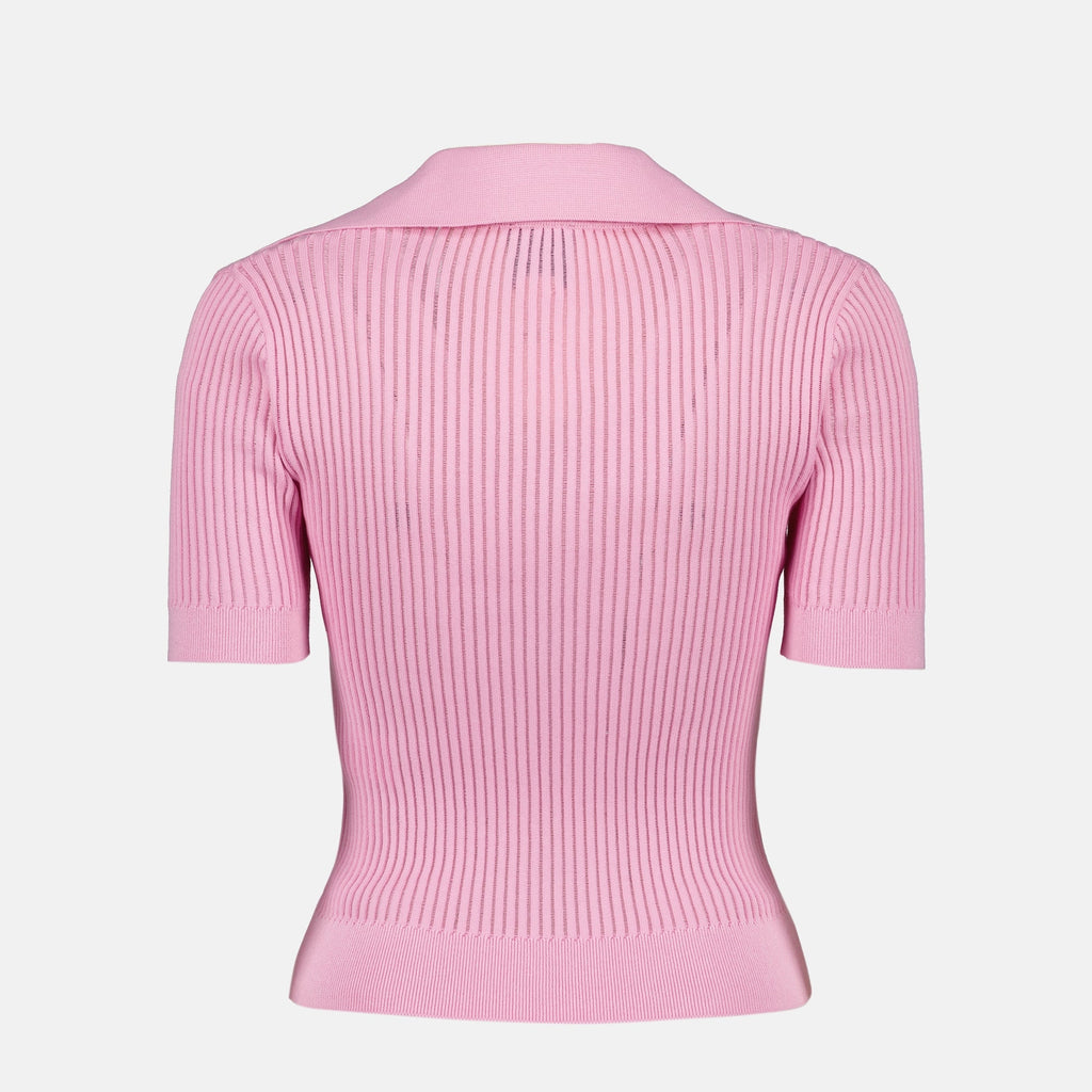 Image of Pink Ribbed T-Shirt by Patou for Women - Season Spring-Summer 2026 - Back View