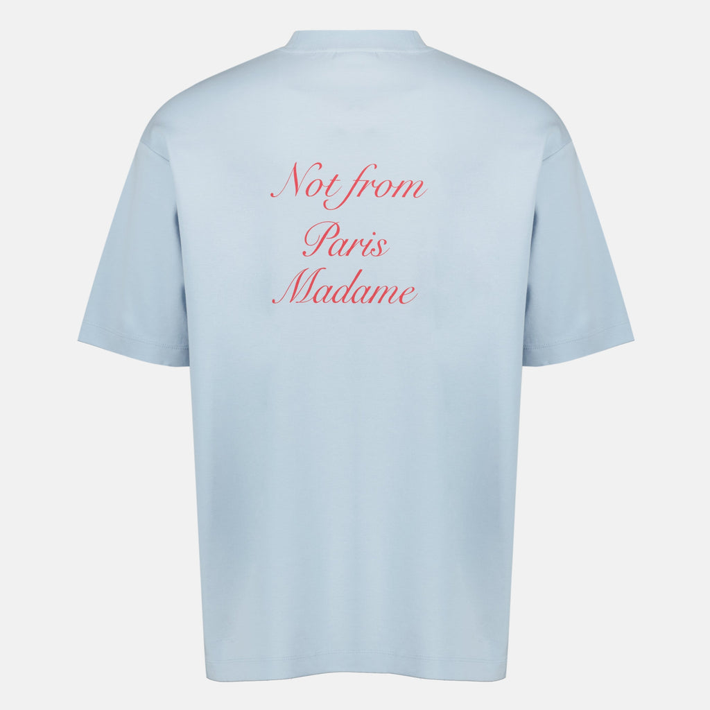 Blue Slogan Calligraphy T-Shirt - Drôle de Monsieur
