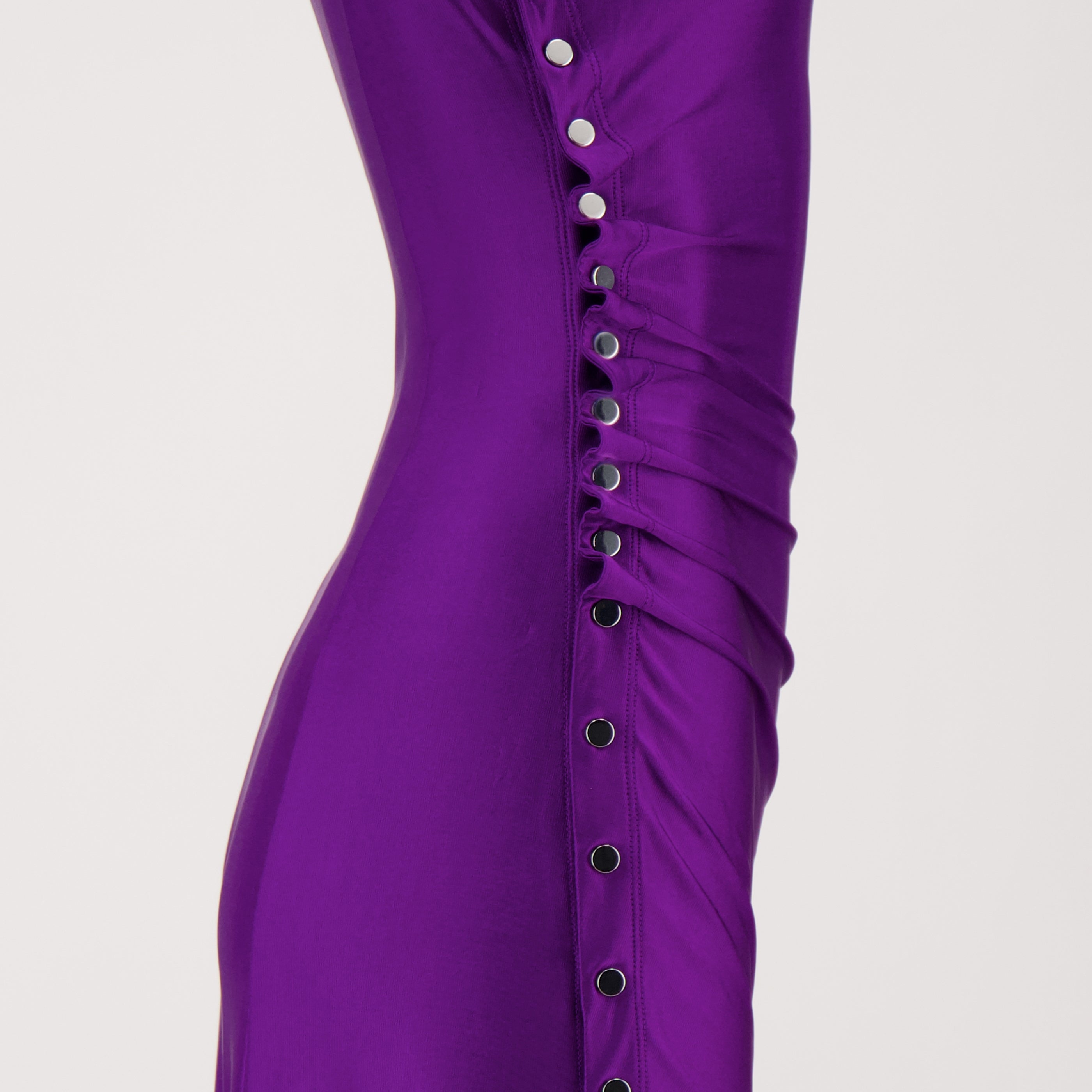 Long Purple Draped Jersey Dress - Rabanne - Women | WE IN STYLE