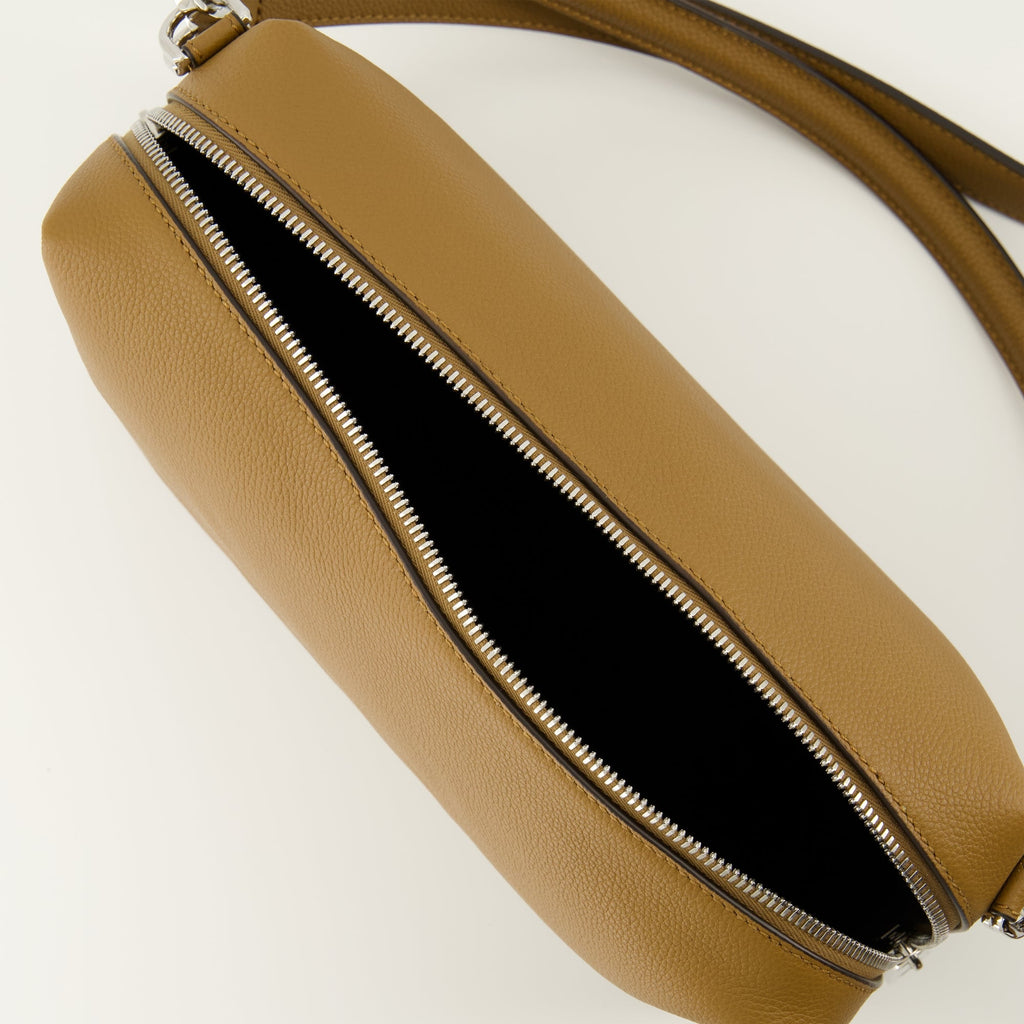 Fendi handbag, Le Sac Fendi Lui medium, camel-grained calf leather, elegant handbag, versatile leather bag