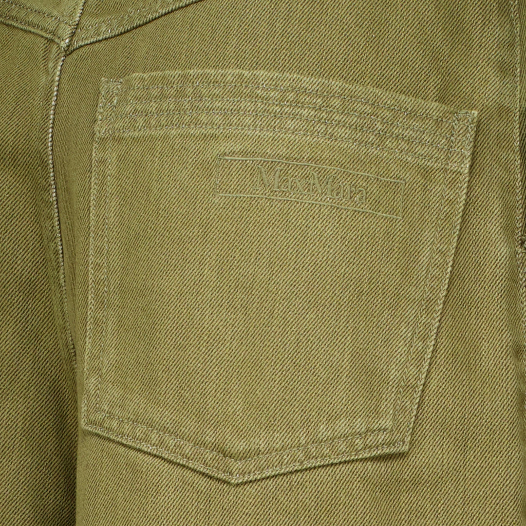 Khakifarbene Baumwollhose mit weitem Bein