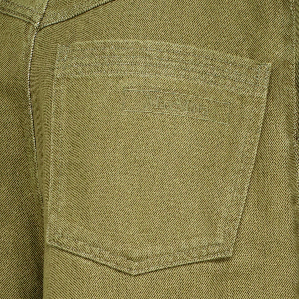 Khakifarbene Baumwollhose mit weitem Bein
