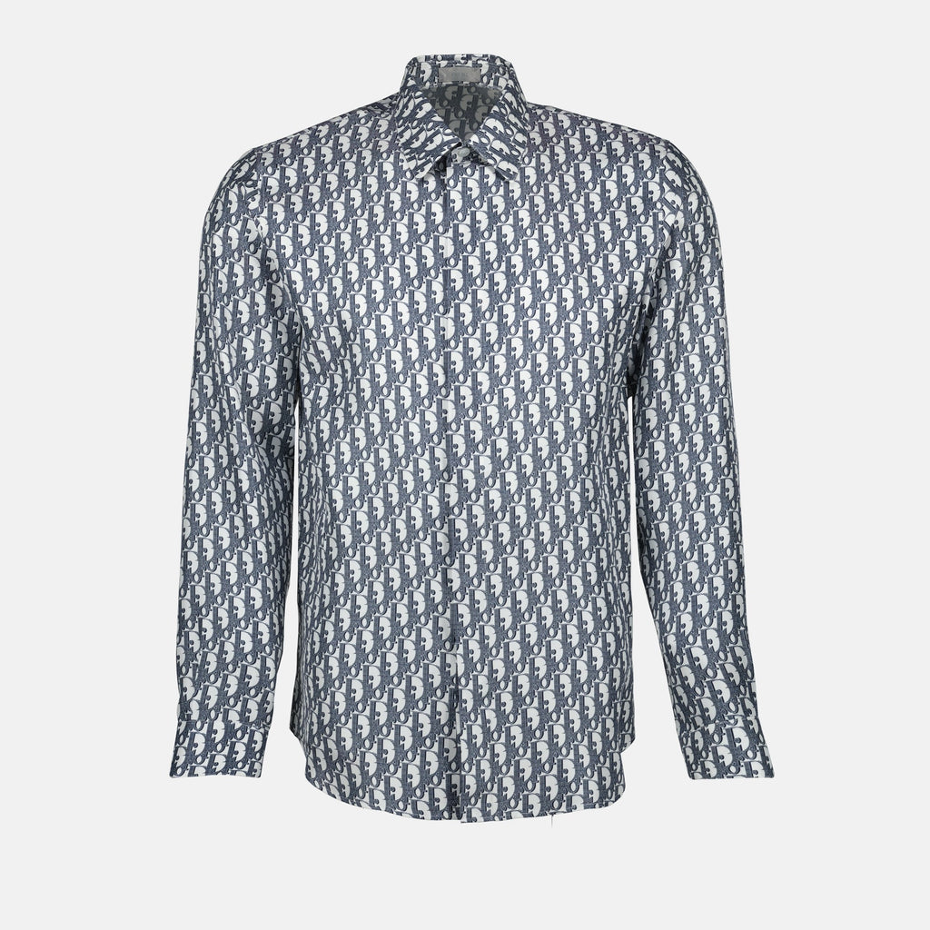 Dior Oblique shirt, silk shirt, designer menswear, blue and white shirt, Spring-Summer 2025