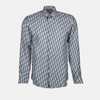 Dior Oblique shirt, silk shirt, designer menswear, blue and white shirt, Spring-Summer 2025