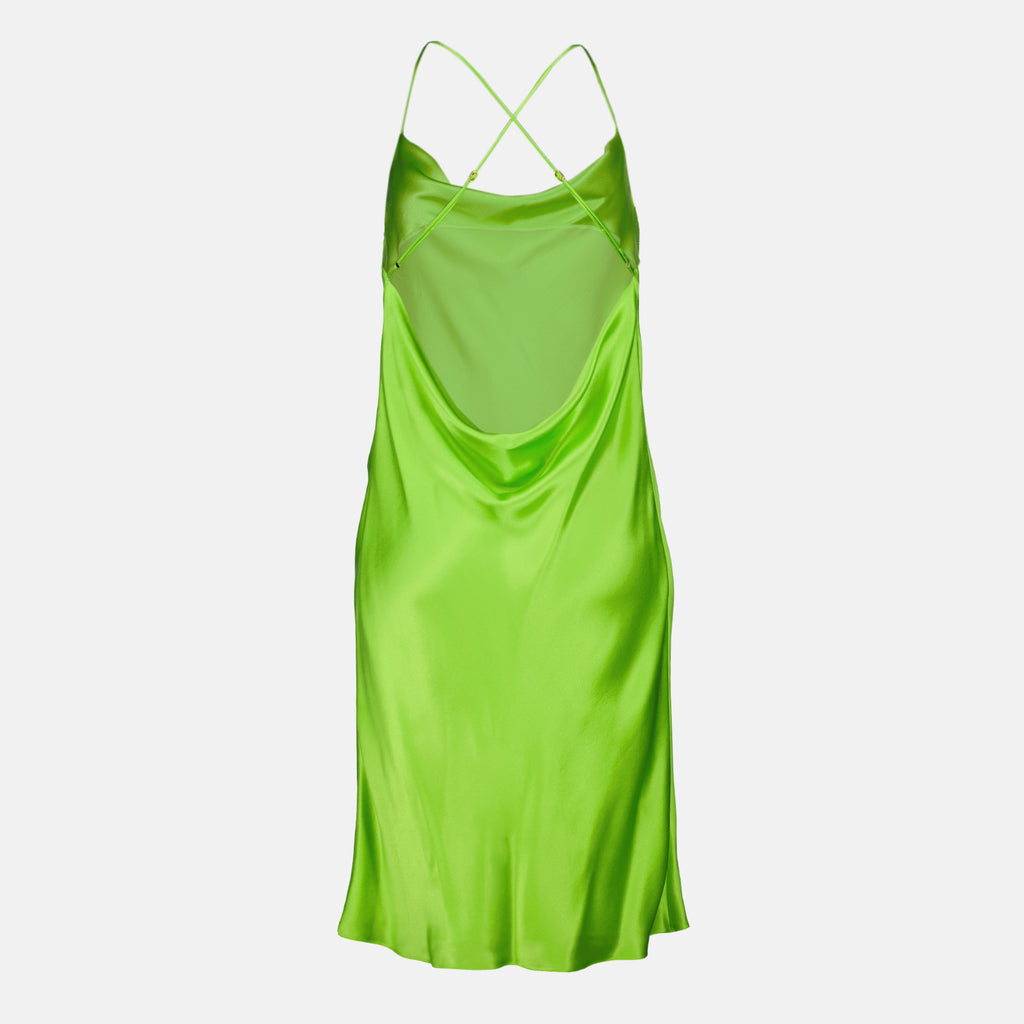 Robe sans dos en soie verte