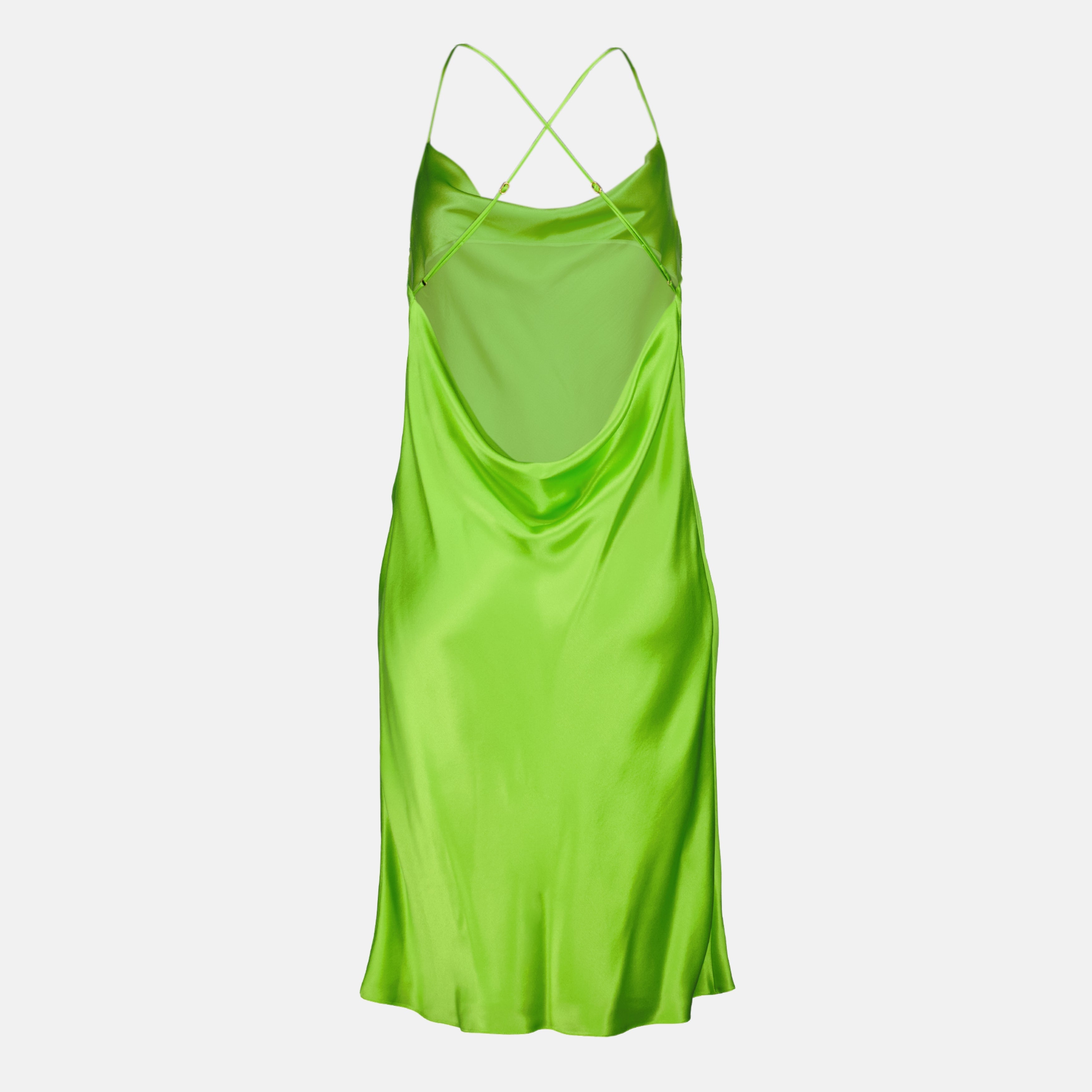 Green Silk Backless Dress