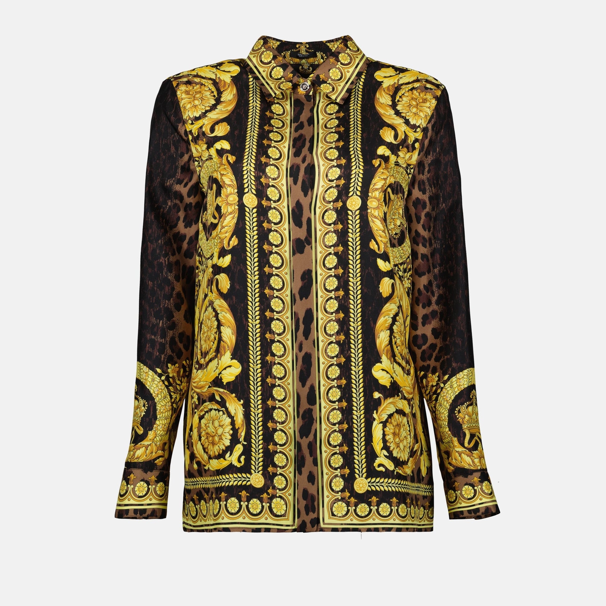 Wild Barocco shirt, silk shirt, leopard print shirt, Versace shirt, designer blouse