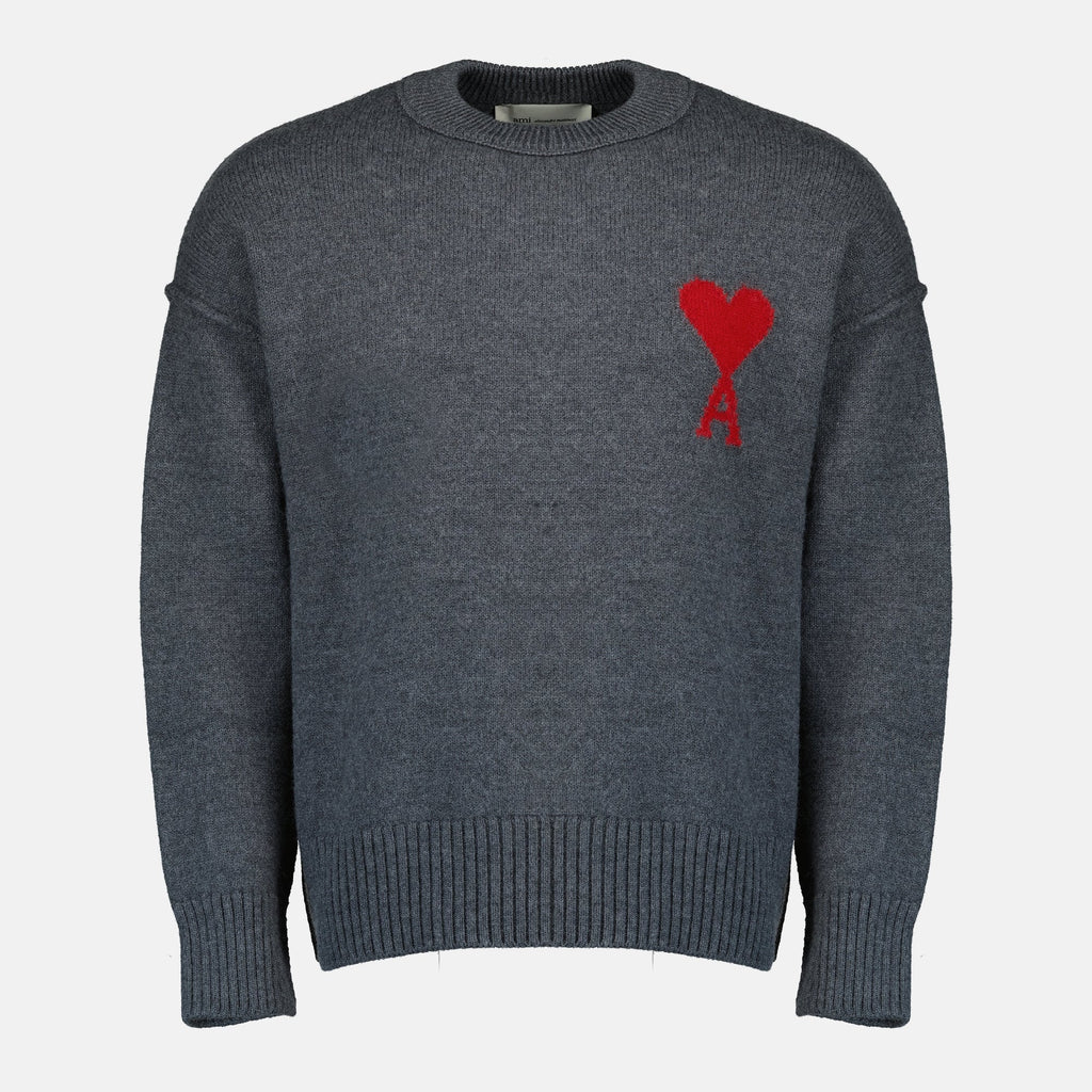 Bilde av Ami de Cœur-genseren i grå fra Ami PARIS for unisex - Sesong Vår-Sommer 2026 - Frontvisning