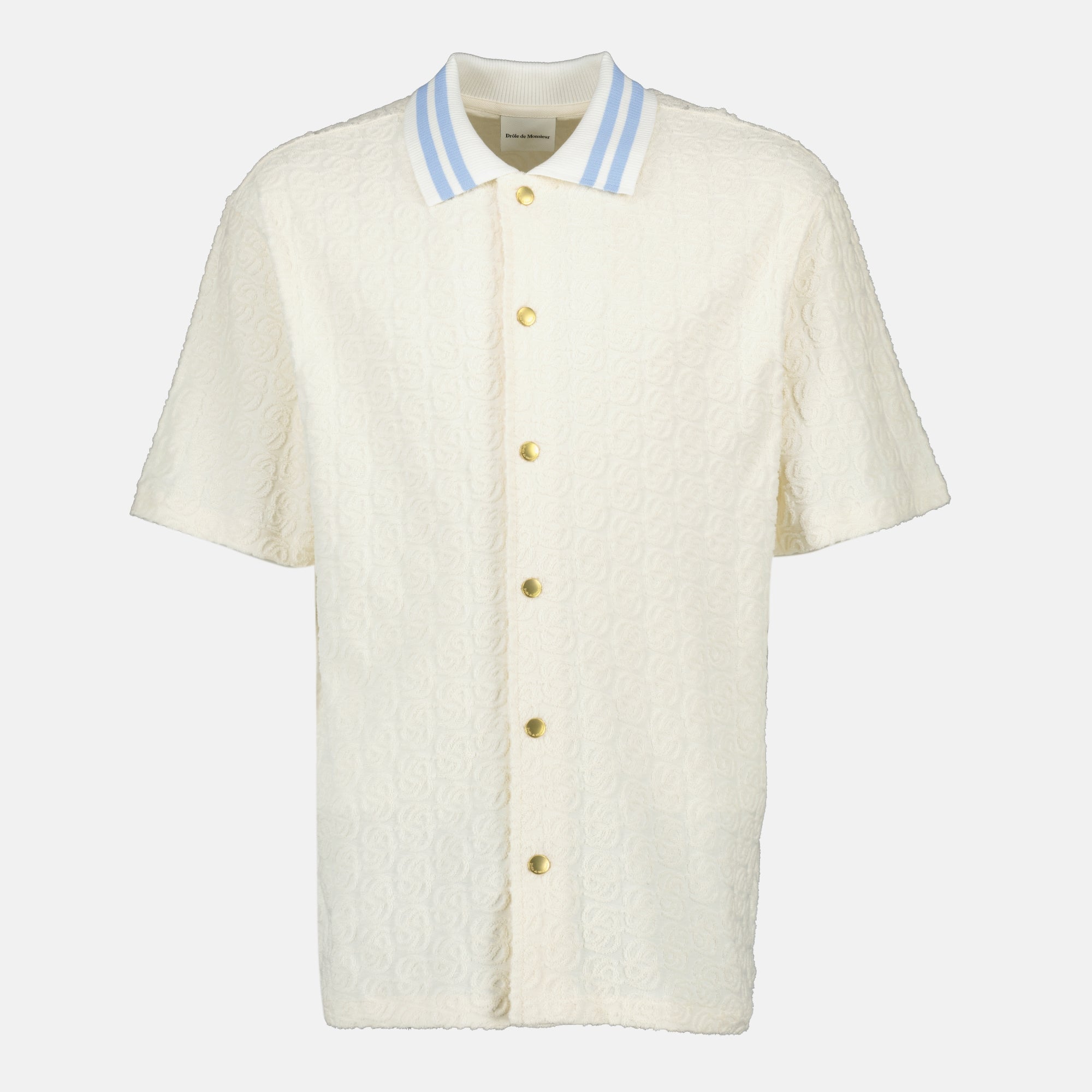 Image of Monogramme White Shirt - Drôle de Monsieur by Drole De Monsieur for Men - Season Spring-Summer 2026 - Front View