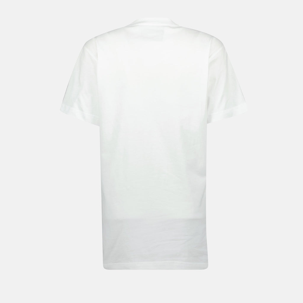 Moschino T-shirt, white printed tee, cotton tee, women's casual wear, fashionable T-shirt