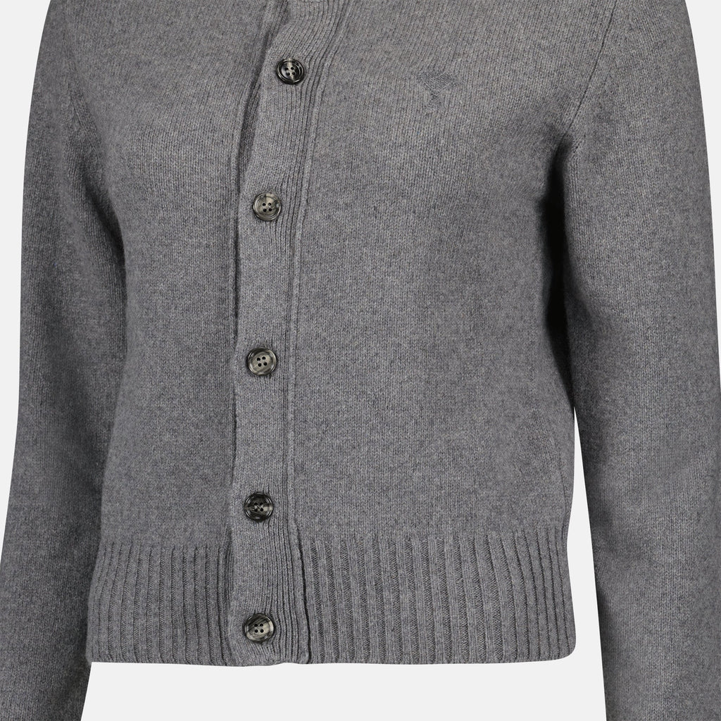 cashmere cardigan, grey cashmere, AMI Paris cardigan, luxury knitwear, autumn-winter fashion