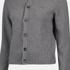 cashmere cardigan, grey cashmere, AMI Paris cardigan, luxury knitwear, autumn-winter fashion