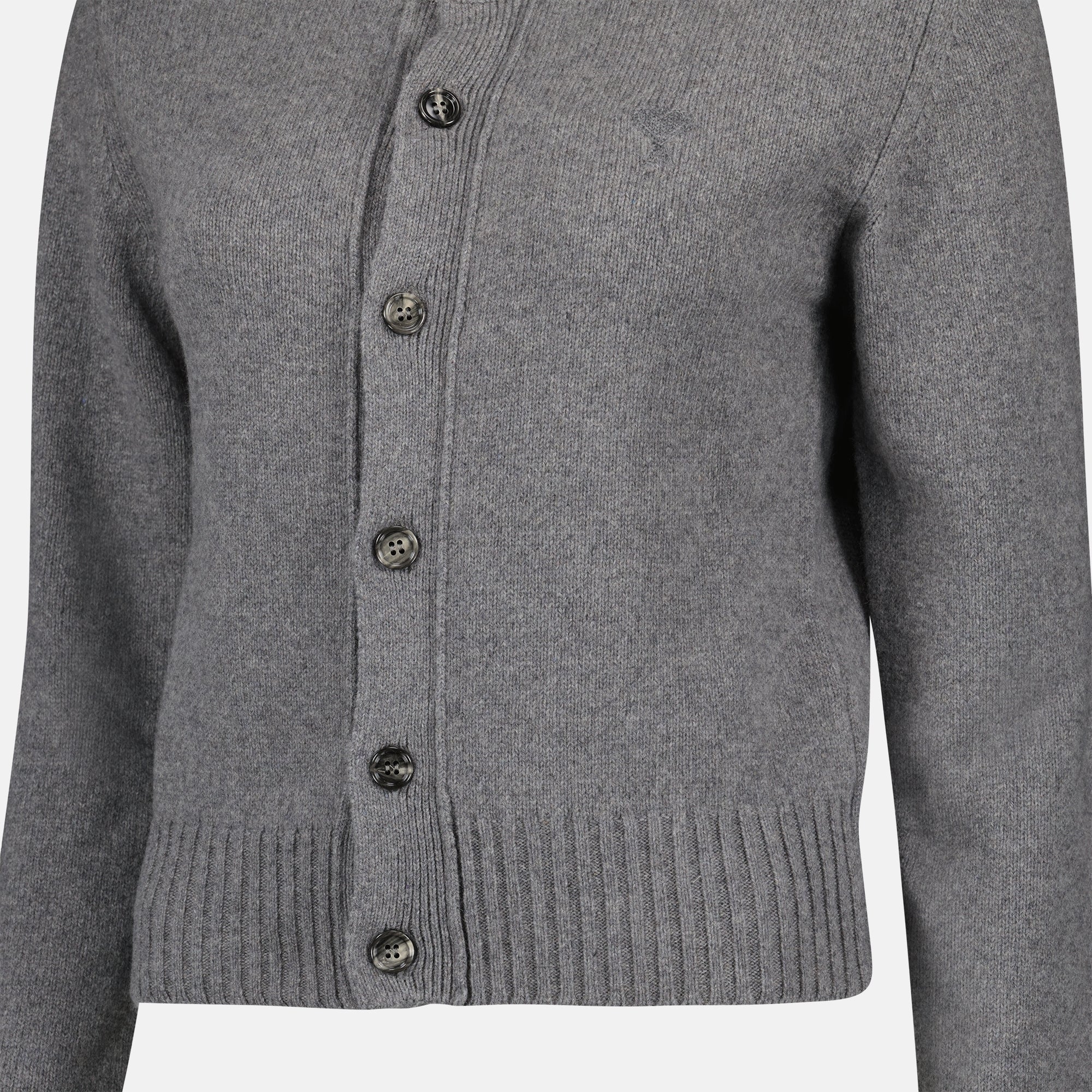 cashmere cardigan, grey cashmere, AMI Paris cardigan, luxury knitwear, autumn-winter fashion