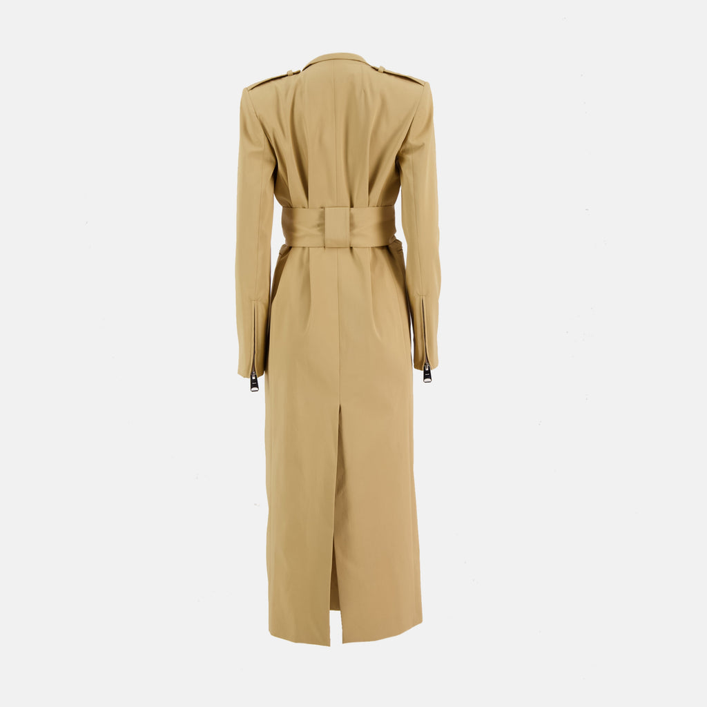 Maxwell trench coat, Khaite outerwear, cotton gabardine coat, beige trench coat, classic women's coat