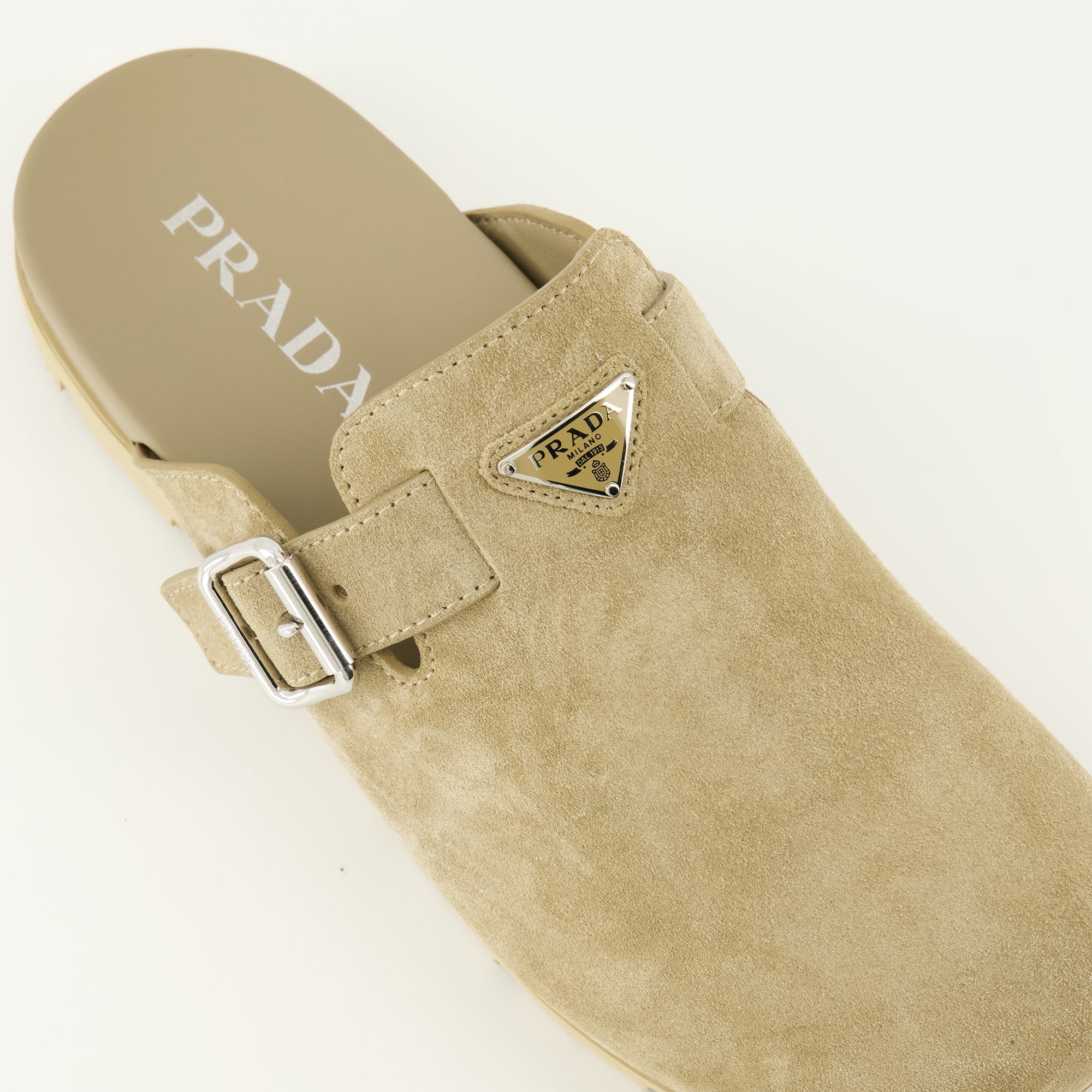Beige Velvet Calfskin Mules - Prada - Men | WE IN STYLE
