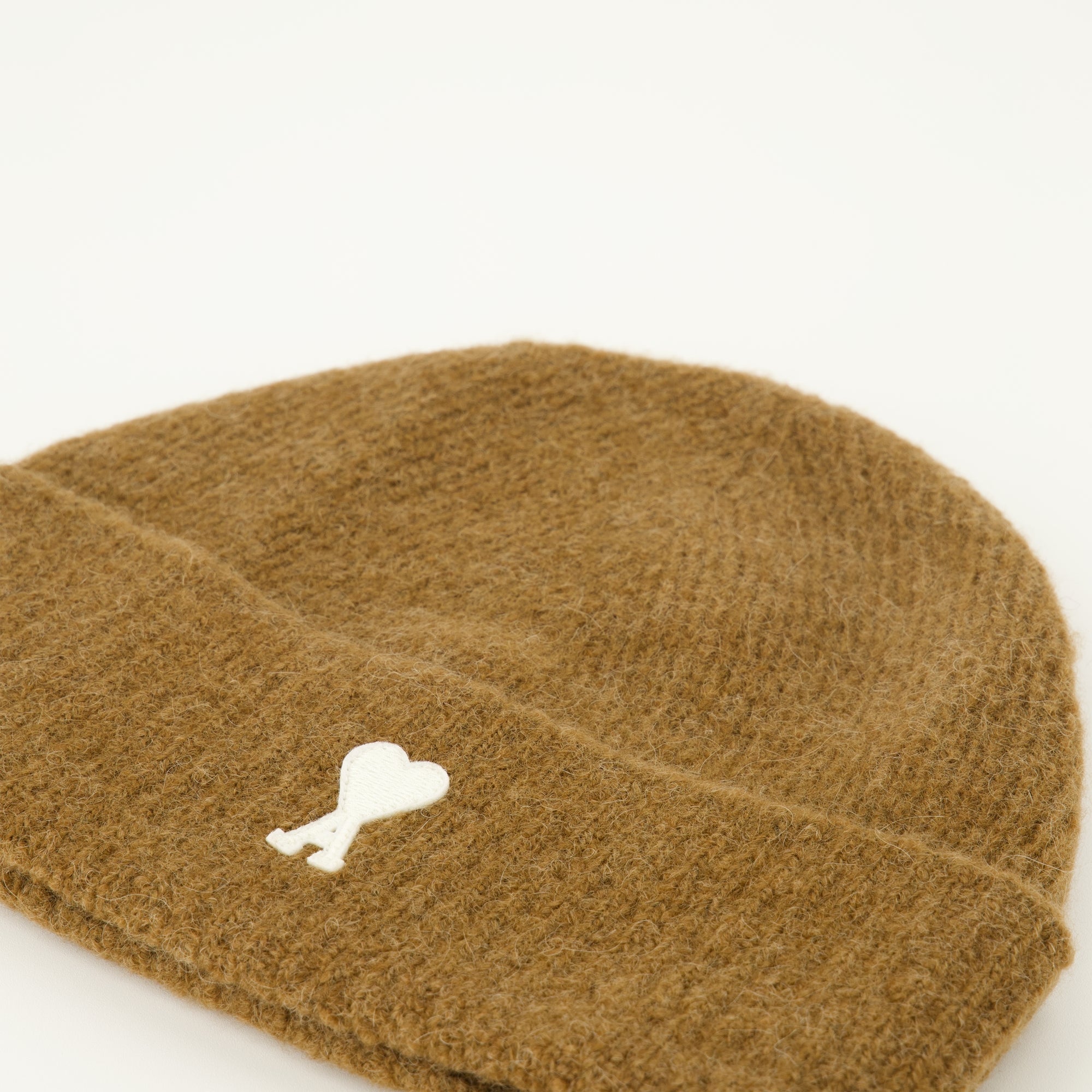 Ami de coeur beanie, brown knit beanie, luxury accessories, cold weather beanie, AMI Paris