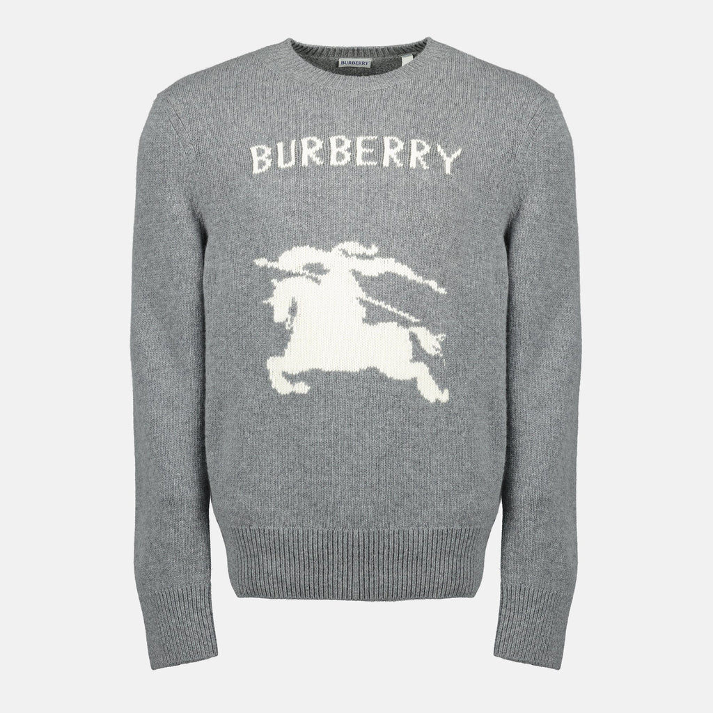 Image de l'article Pull en laine et cachemire EKD gris de la marque Burberry pour Homme - Saison Printemps-Été 2026 - Vue de Face