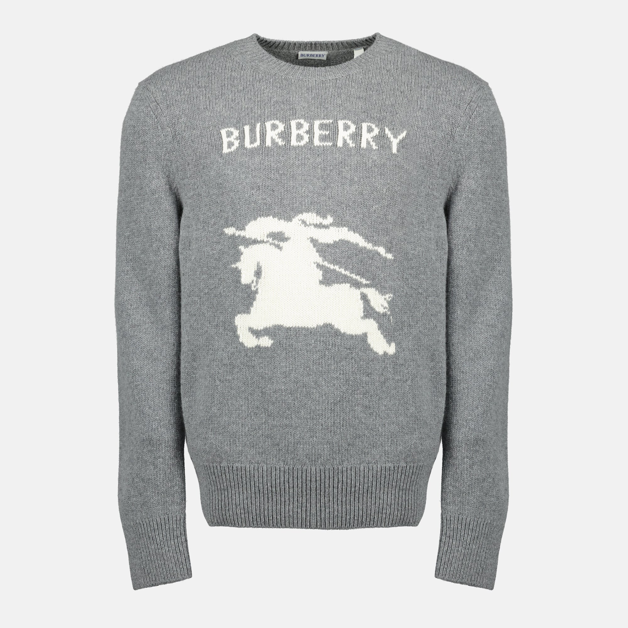 Image de l'article Pull en laine et cachemire EKD gris de la marque Burberry pour Homme - Saison Printemps-Été 2026 - Vue de Face