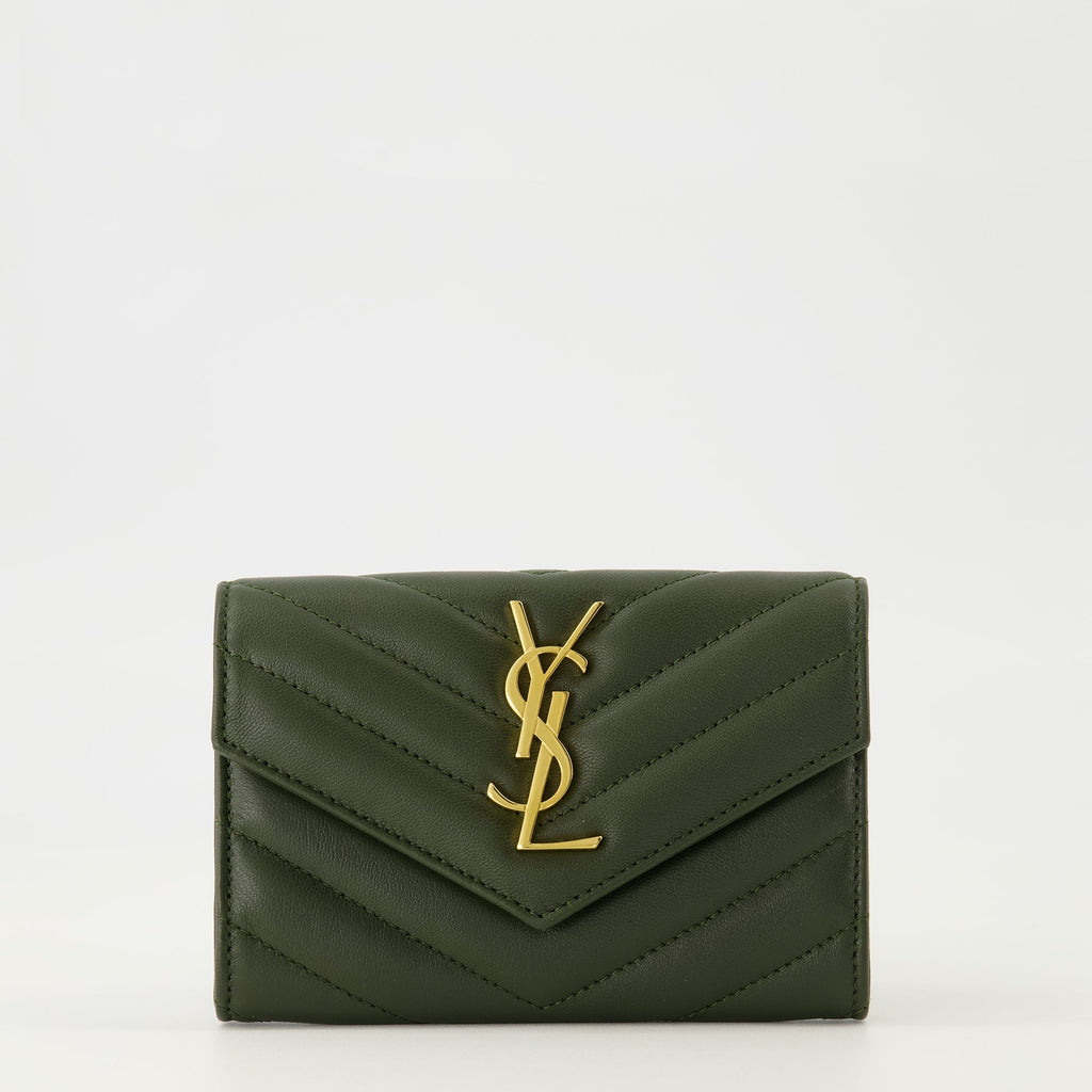 Saint Laurent wallet, Kaki wallet, leather wallet, luxurious accessories, high-end fashion