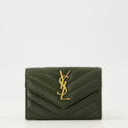 Saint Laurent wallet, Kaki wallet, leather wallet, luxurious accessories, high-end fashion