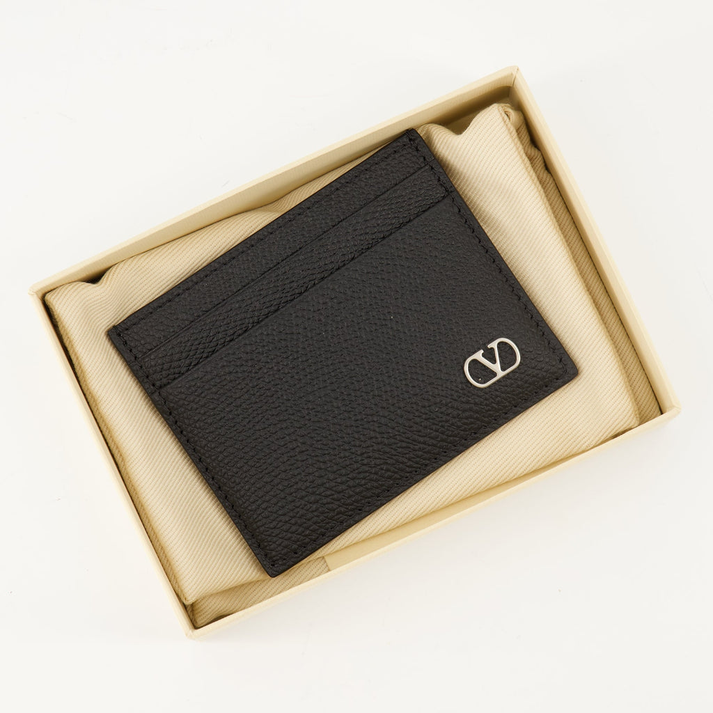Valentino cardholder, leather accessories, grained leather, men's cardholder, luxury accessories