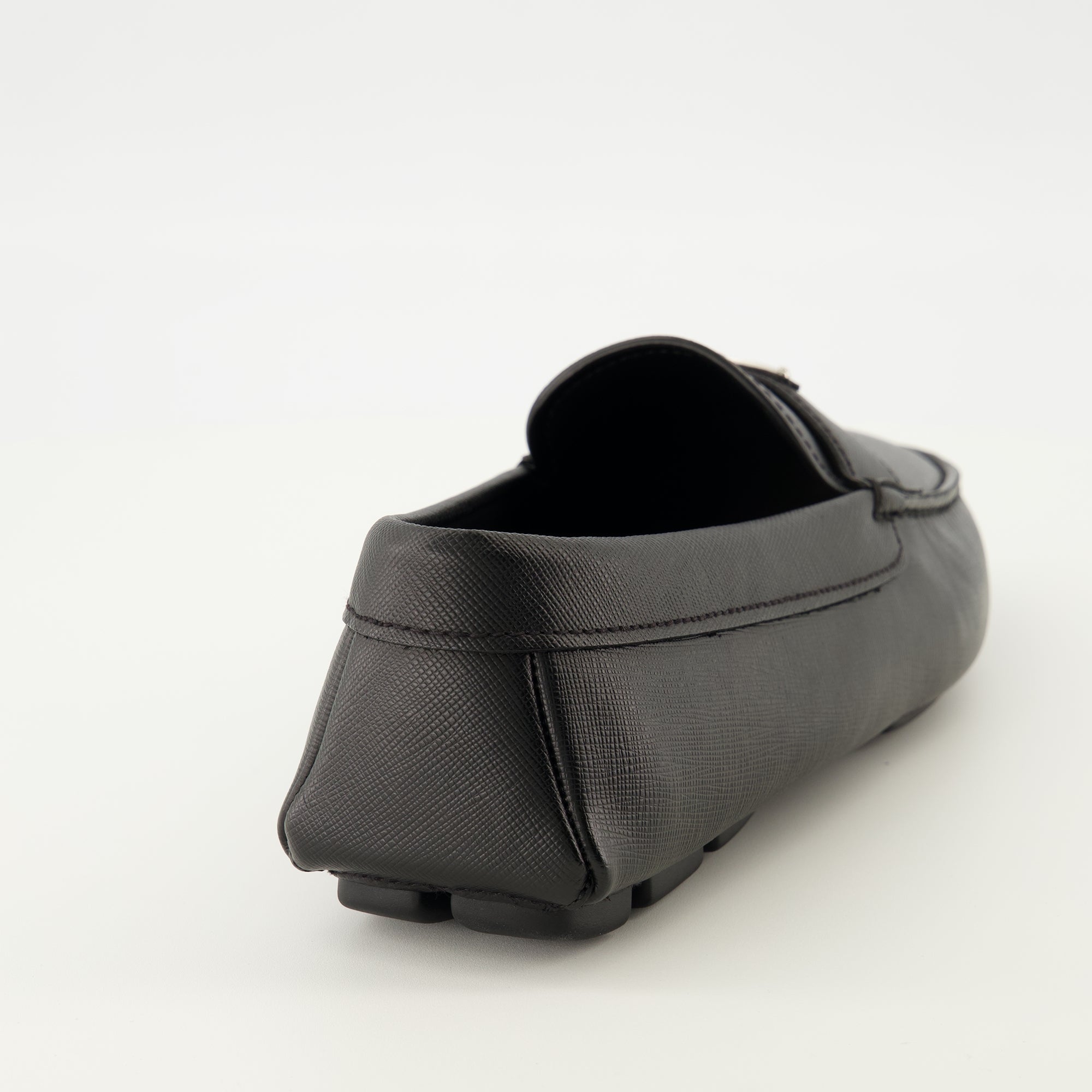 Image of Prada Black Leather Moccasins by Prada for Men - Season Spring-Summer 2026 - Back View