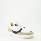 luxury sneakers, white leather sneakers, beige suede sneakers, New Lab Spring-Summer 2024, crantée rubber sole