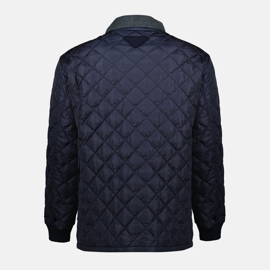 Prada jacket, blue quilted jacket, men's outerwear, Fall-Winter collection, luxury fashion