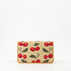 raffia bag, elegant handbag, leather accent bag, stylish accessory, Mini Cherryfic