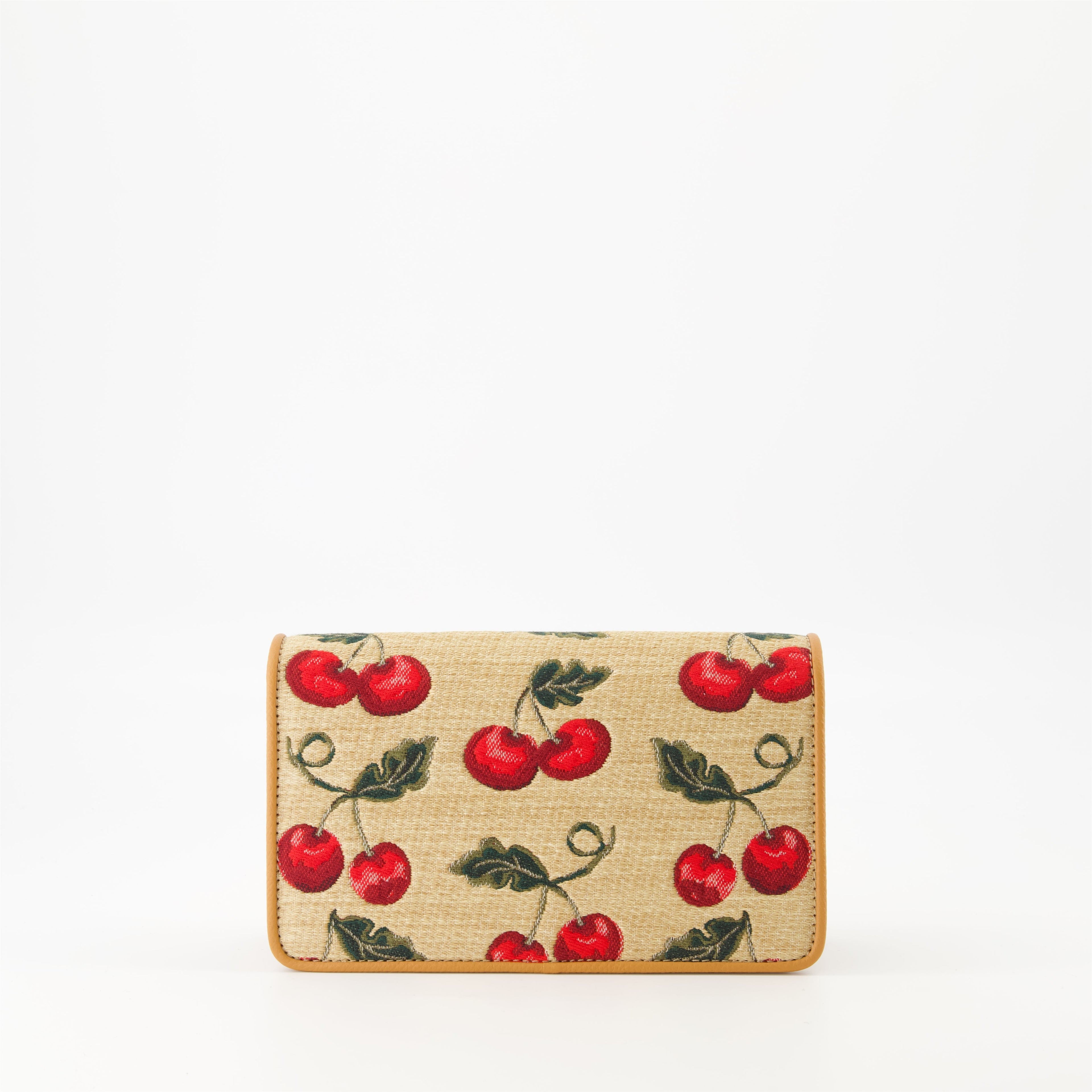 raffia bag, elegant handbag, leather accent bag, stylish accessory, Mini Cherryfic