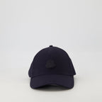 Bild von einer marineblauen Leder-Logo-Cap von Moncler für Männer - Saison Frühling-Sommer 2025 - Vorderansicht